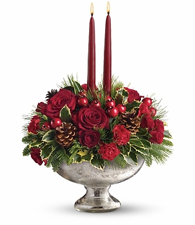Mercury Glass Bowl Bouquet