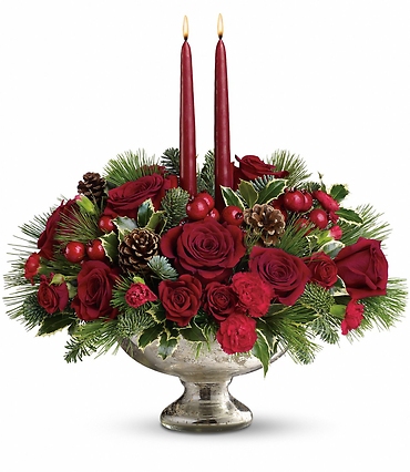Mercury Glass Bowl Bouquet